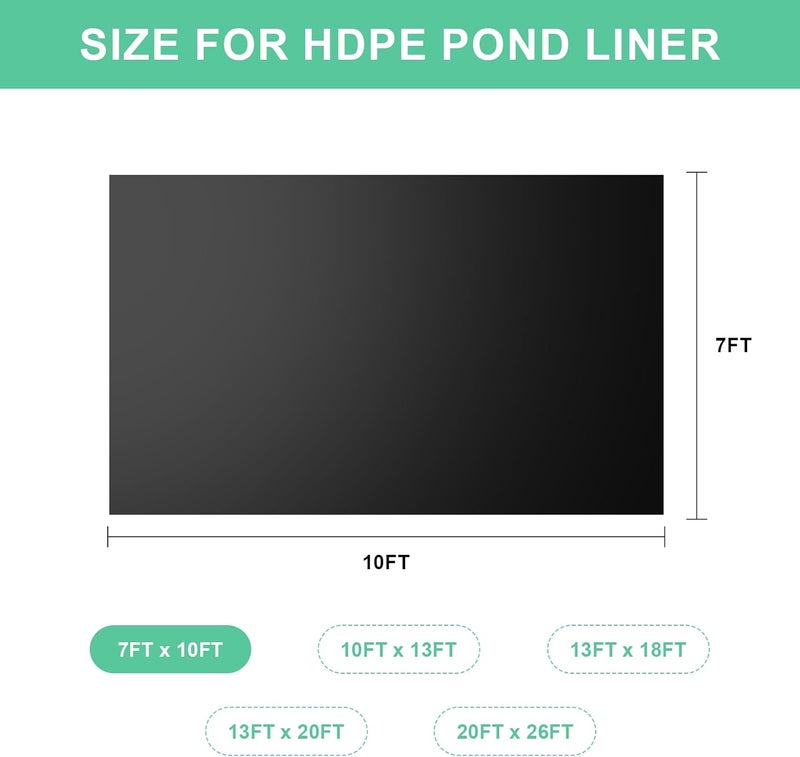 DGSL Pond Liner, 20 Mil 7 X 10 FT Pond Liners for Outdoor Ponds, HDPE Fish Pond Liner for Natural Looking Ponds, Aquaculture, Koi Ponds and Water Garden 68-517 Sq Ft Large Size Easy Cutting - Image 4